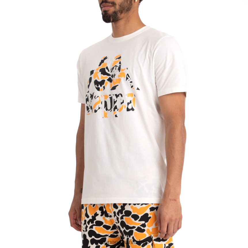 Kappa hombres auténtica camiseta phullo humo negro blanco 4P8JZR177