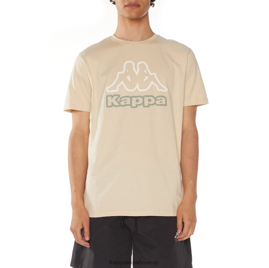 Kappa hombres camiseta con logo de ostesso beige 4P8JZR115