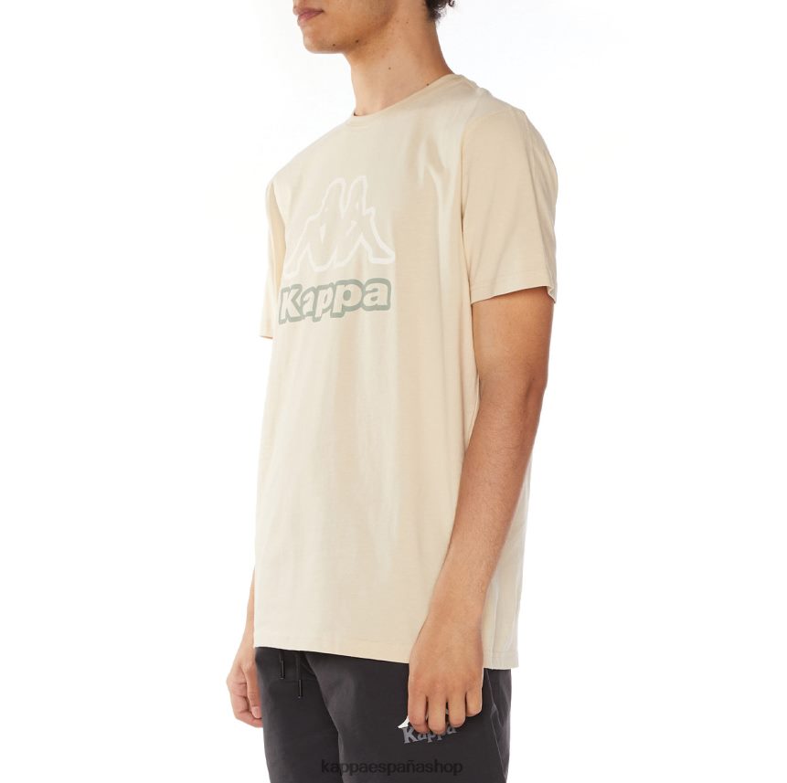 Kappa hombres camiseta con logo de ostesso beige 4P8JZR115