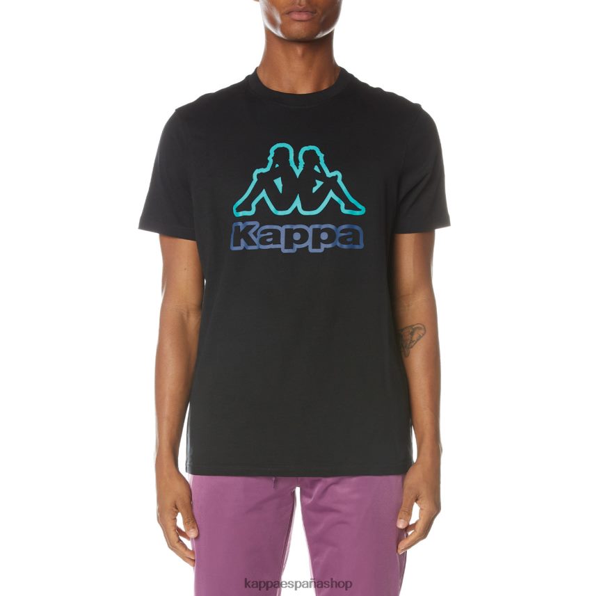 Kappa hombres camiseta con logo estampado negro azabache 4P8JZR160