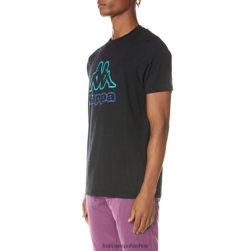 Kappa hombres camiseta con logo estampado negro azabache 4P8JZR160