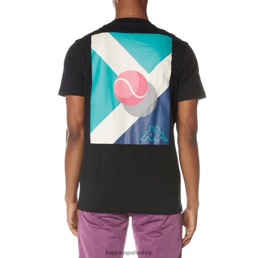 Kappa hombres camiseta con logo estampado negro azabache 4P8JZR160