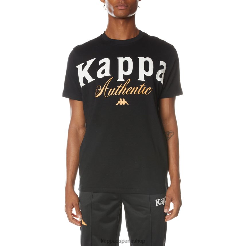 Kappa hombres camiseta mejillas auténticas negro azabache 4P8JZR159