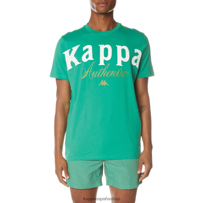 Kappa hombres camiseta mejillas auténticas verde 4P8JZR142