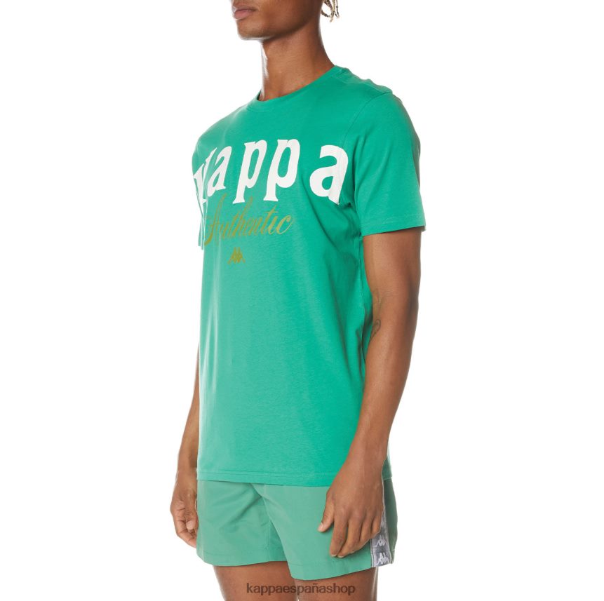 Kappa hombres camiseta mejillas auténticas verde 4P8JZR142