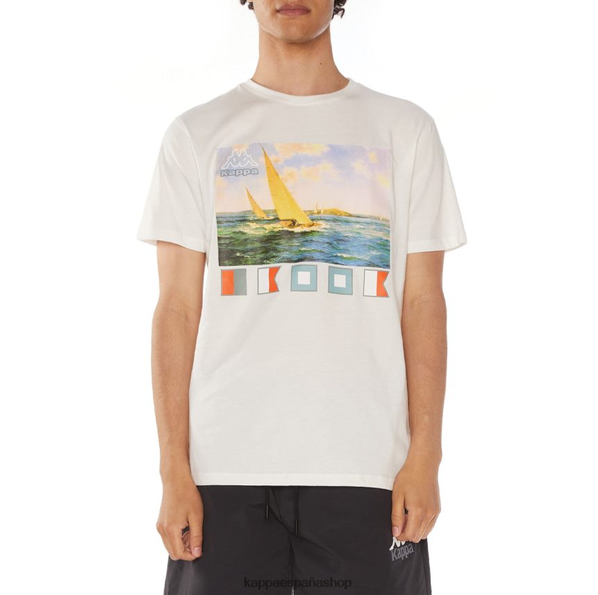 Kappa hombres camiseta salvia blanco 4P8JZR118