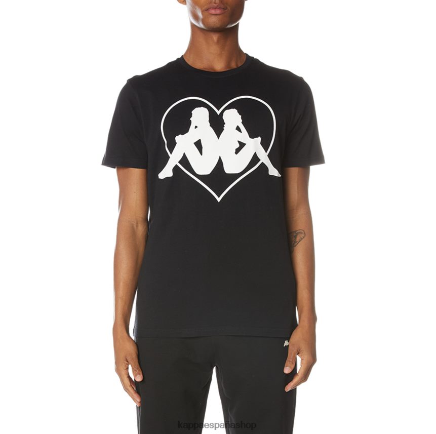 Kappa hombres camiseta zielona auténtica azabache negro 4P8JZR104