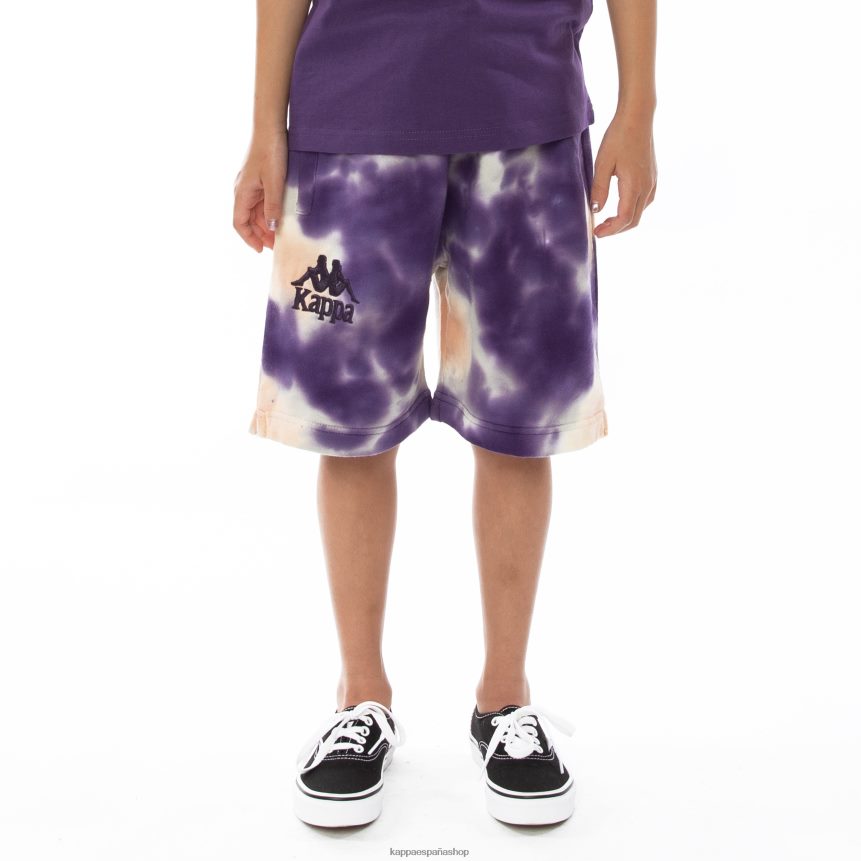 Kappa niños pantalones cortos teñidos anudados cyntu auténticos para niños crema brandy violeta tie-dye 4P8JZR817