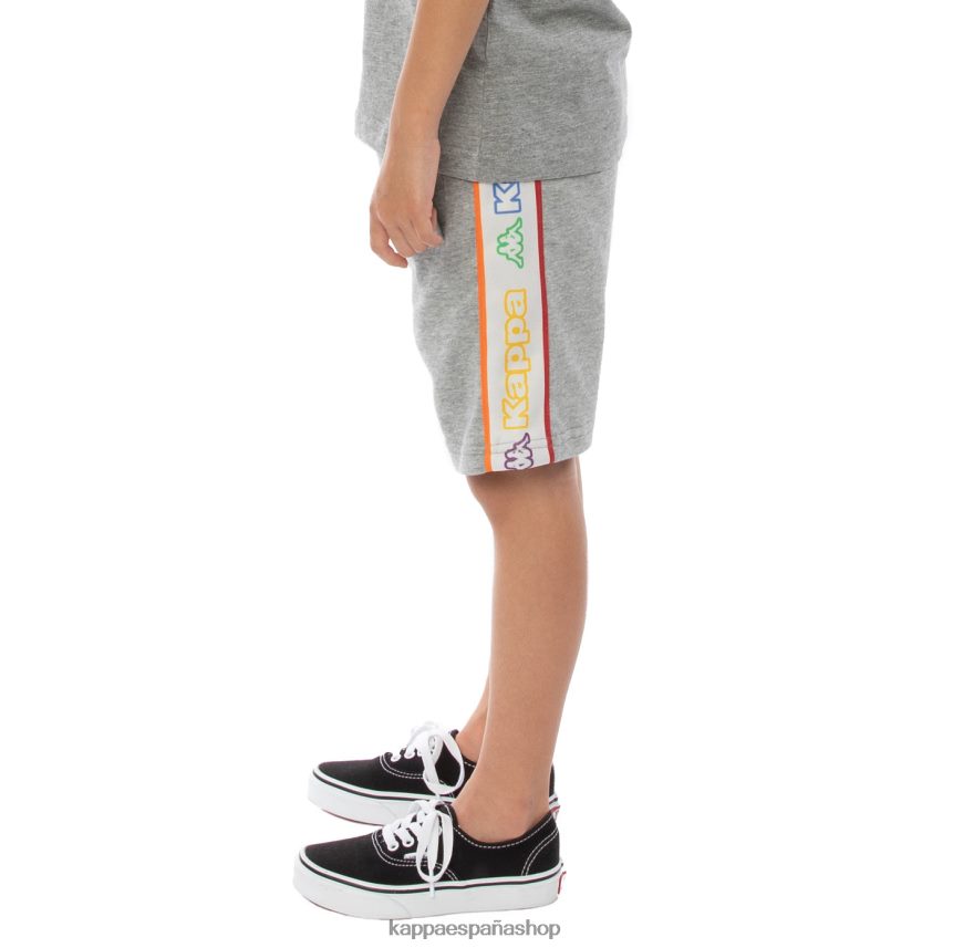 Kappa niños shorts asved con cinta del logo para niños roca blanca gris 4P8JZR816