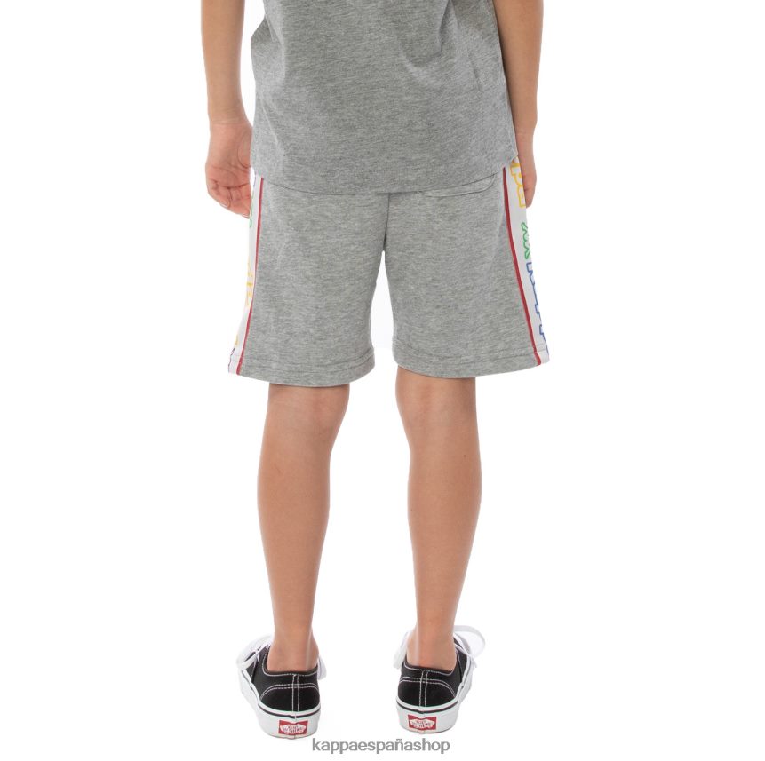 Kappa niños shorts asved con cinta del logo para niños roca blanca gris 4P8JZR816