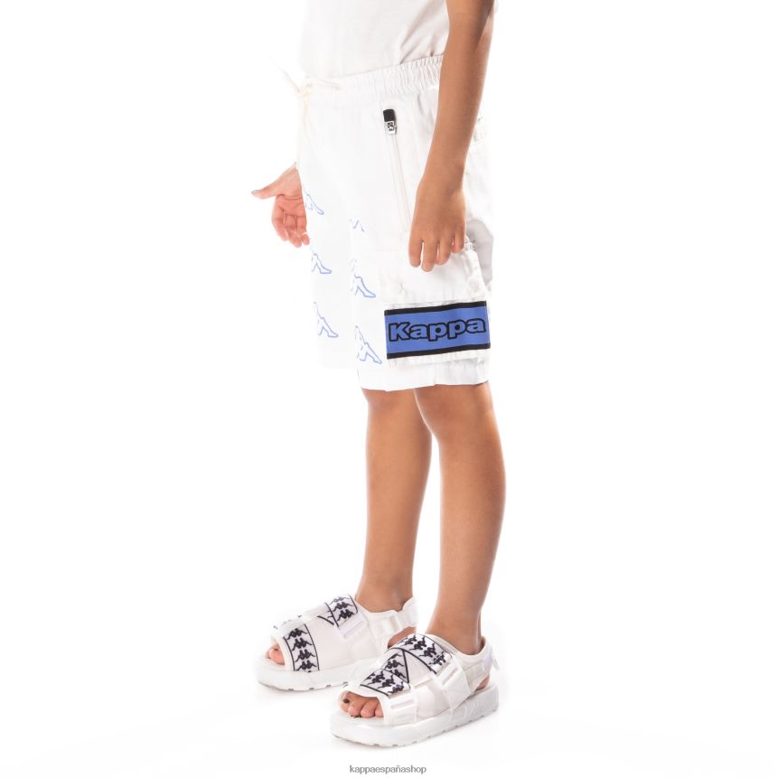 Kappa niños shorts cargo esso con cinta del logo para niños blanco azul 4P8JZR790