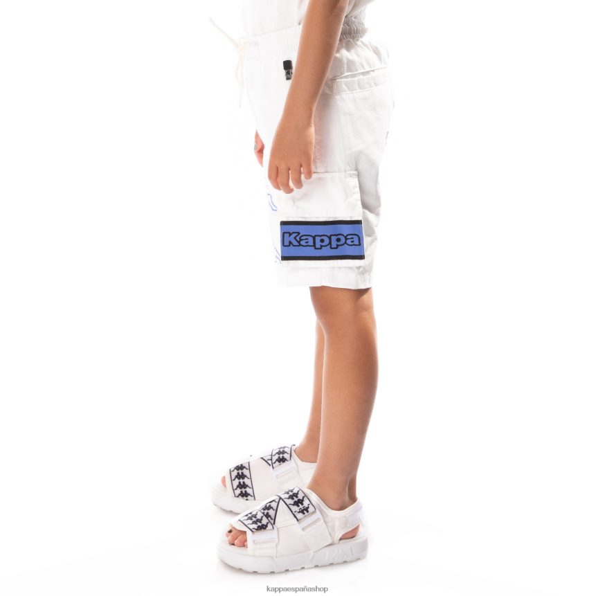 Kappa niños shorts cargo esso con cinta del logo para niños blanco azul 4P8JZR790