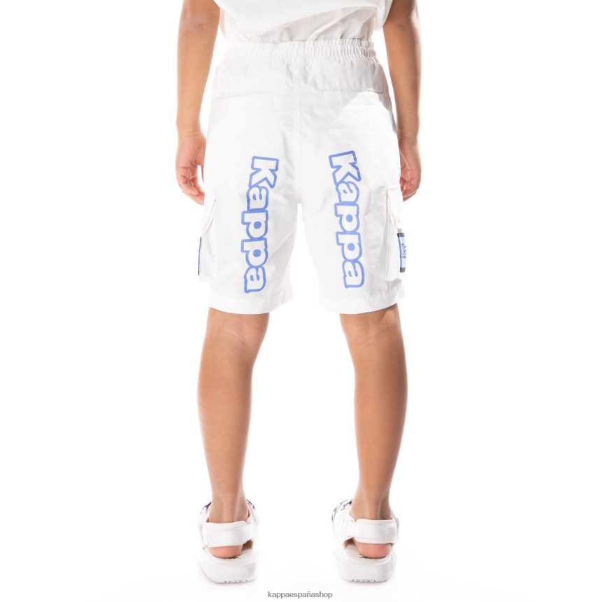 Kappa niños shorts cargo esso con cinta del logo para niños blanco azul 4P8JZR790
