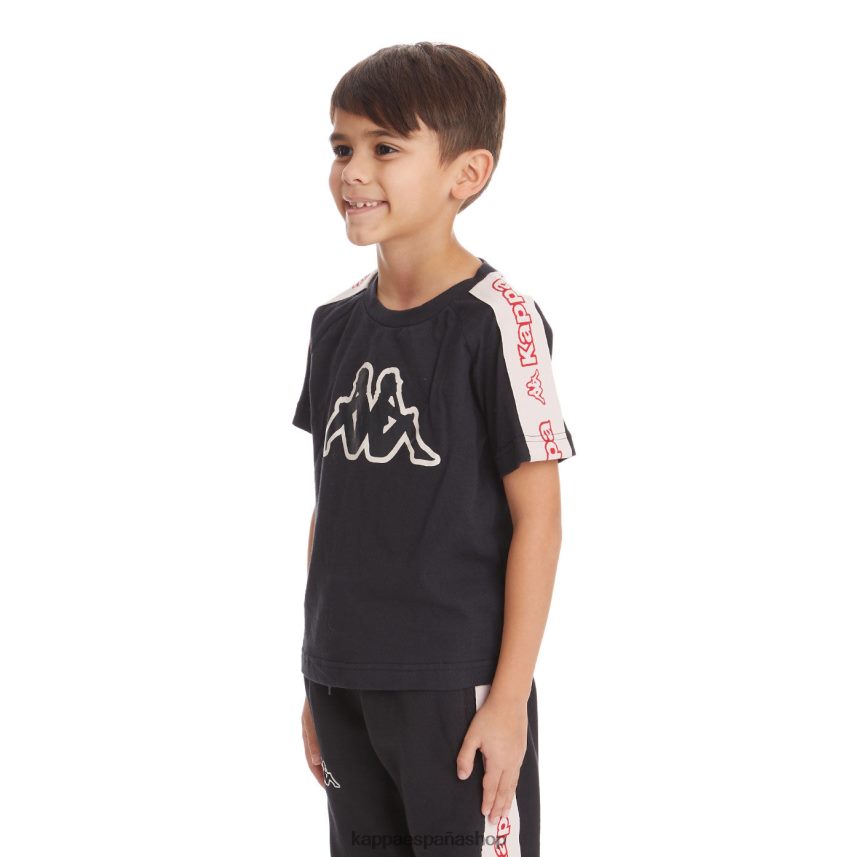 Kappa niños camiseta avirec 2 con cinta con logo para niños humo negro 4P8JZR739