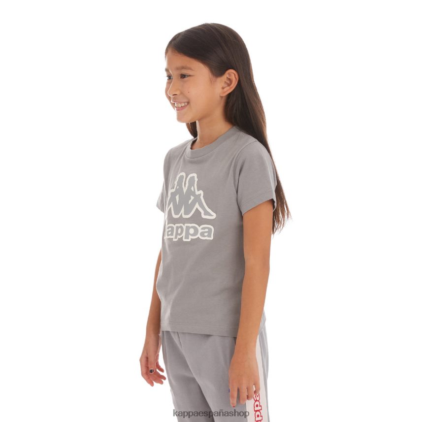 Kappa niños camiseta bant con cinta del logo para niños gris 4P8JZR749