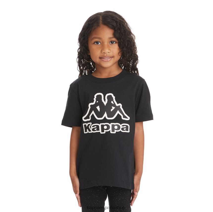 Kappa niños camiseta bant con cinta del logo para niños humo negro 4P8JZR737