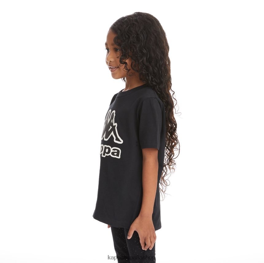 Kappa niños camiseta bant con cinta del logo para niños humo negro 4P8JZR737