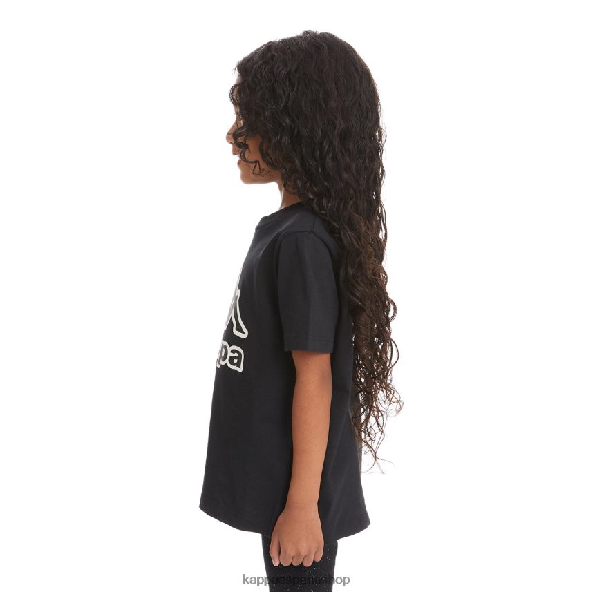 Kappa niños camiseta bant con cinta del logo para niños humo negro 4P8JZR737