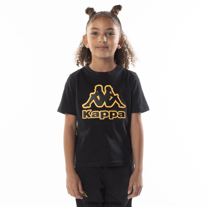 Kappa niños camiseta bant con cinta del logo para niños humo negro naranja 4P8JZR676