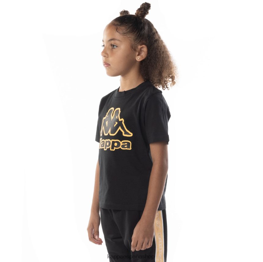 Kappa niños camiseta bant con cinta del logo para niños humo negro naranja 4P8JZR676