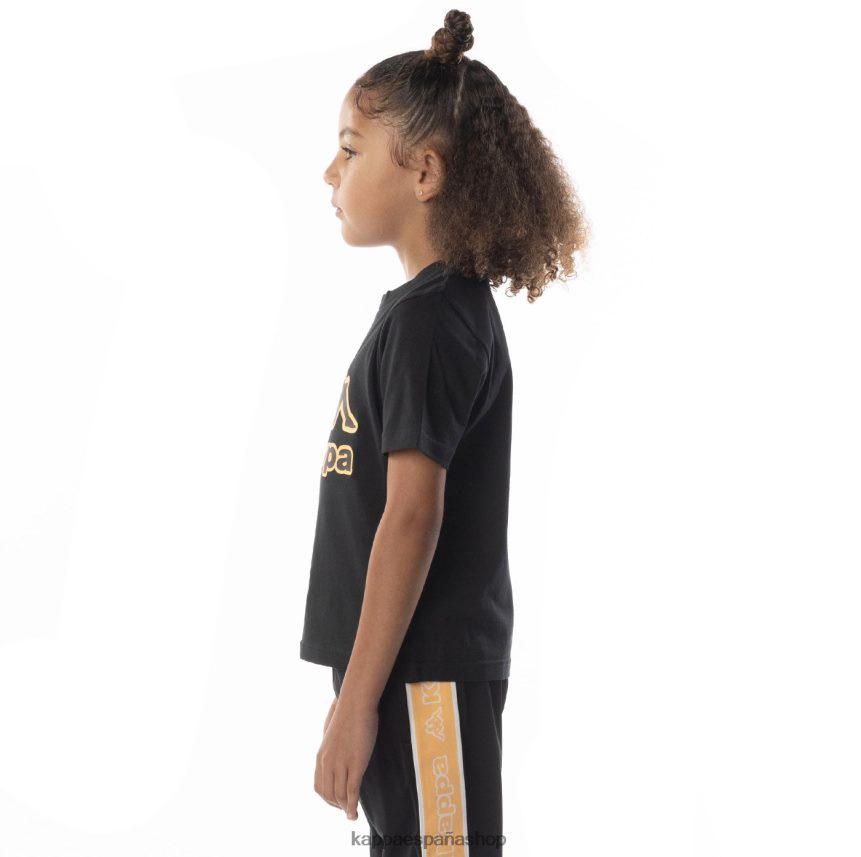 Kappa niños camiseta bant con cinta del logo para niños humo negro naranja 4P8JZR676