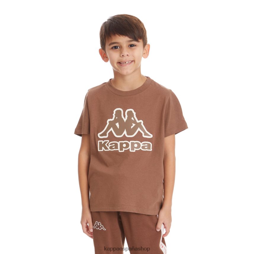 Kappa niños camiseta bant con cinta del logo para niños marrón 4P8JZR735