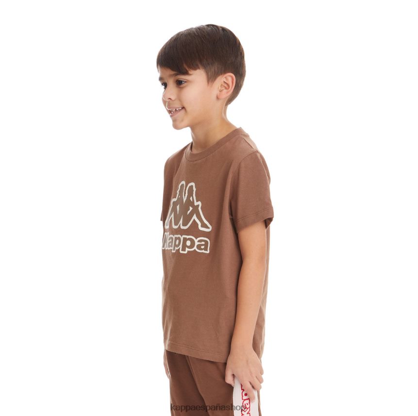 Kappa niños camiseta bant con cinta del logo para niños marrón 4P8JZR735