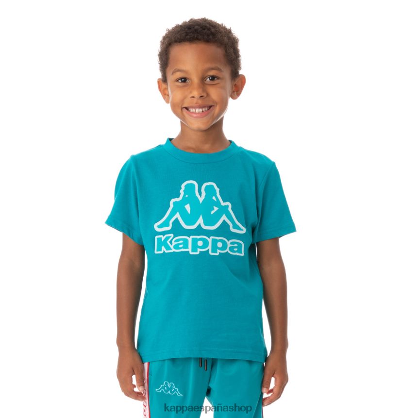 Kappa niños camiseta bant con cinta del logo para niños pavo real 4P8JZR767