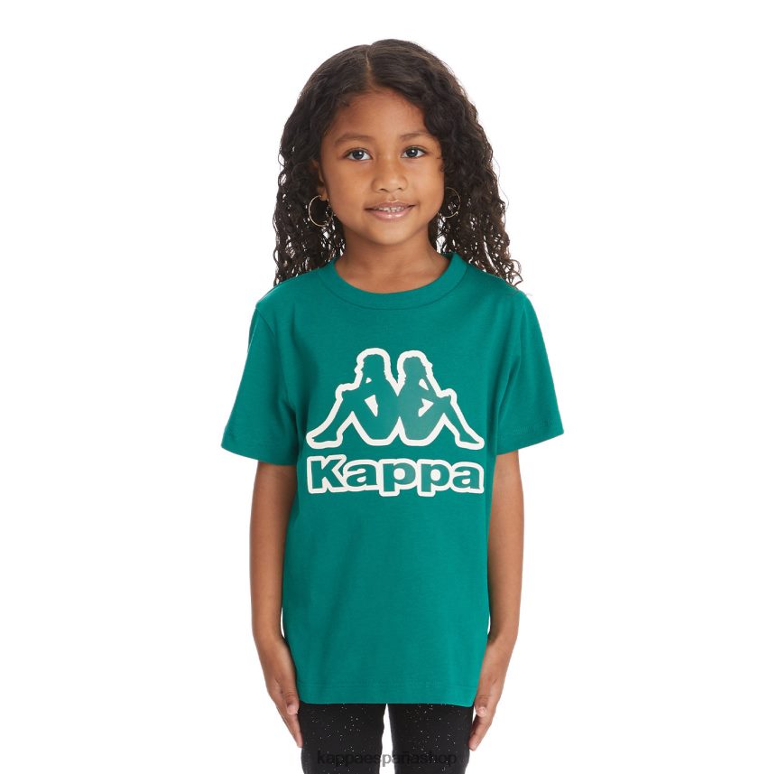 Kappa niños camiseta bant con cinta del logo para niños verde oscuro 4P8JZR748