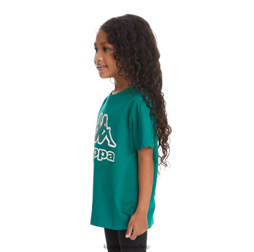 Kappa niños camiseta bant con cinta del logo para niños verde oscuro 4P8JZR748
