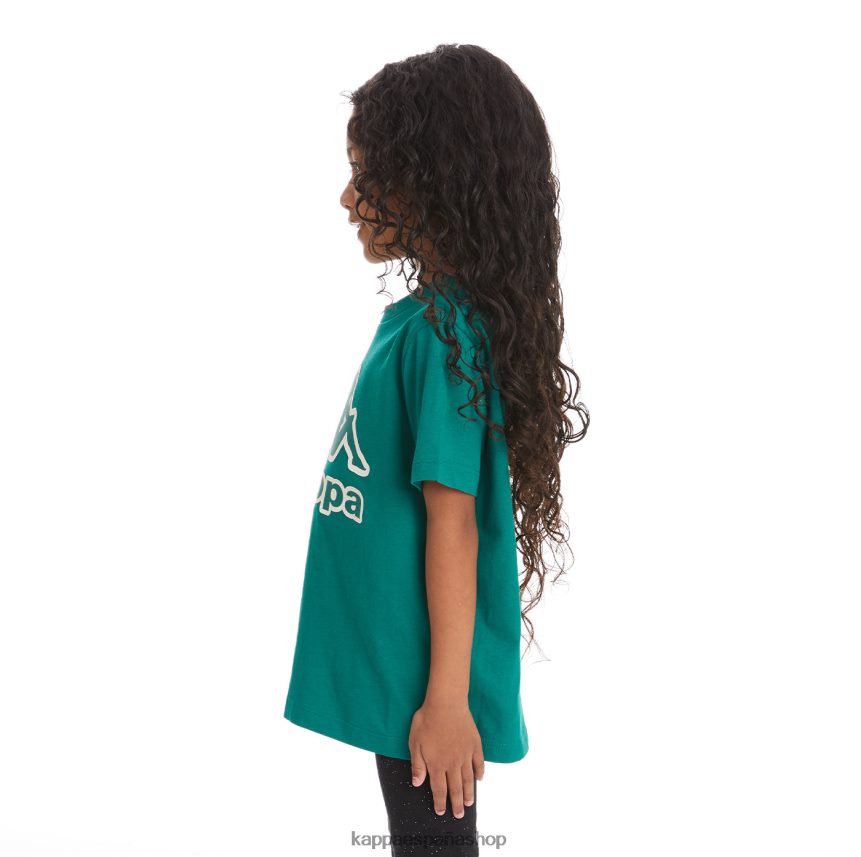 Kappa niños camiseta bant con cinta del logo para niños verde oscuro 4P8JZR748