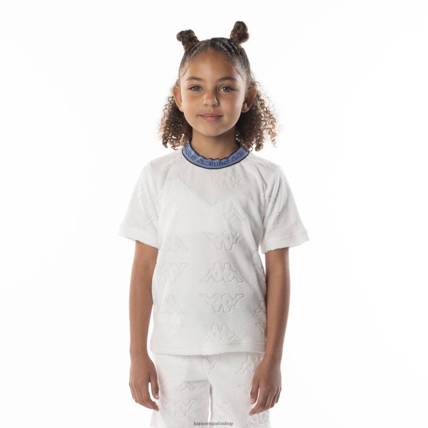 Kappa niños camiseta efro con cinta del logo para niños blanco azul 4P8JZR673