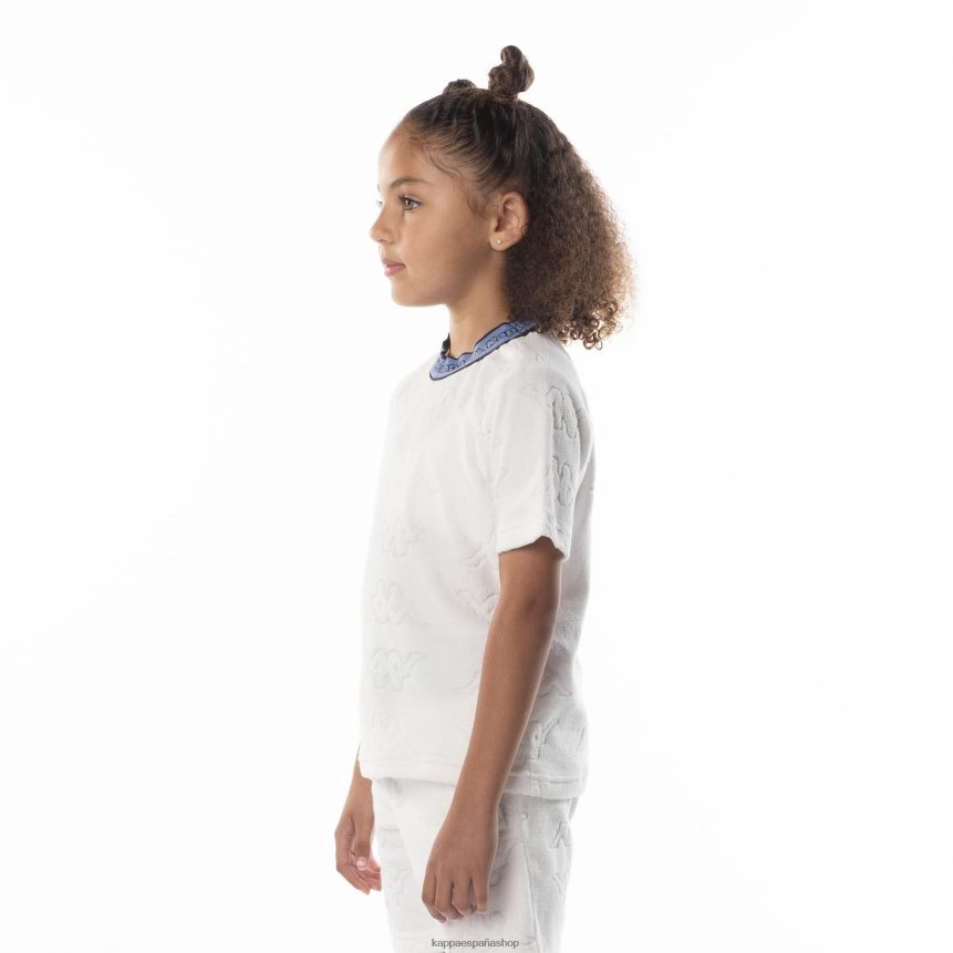 Kappa niños camiseta efro con cinta del logo para niños blanco azul 4P8JZR673