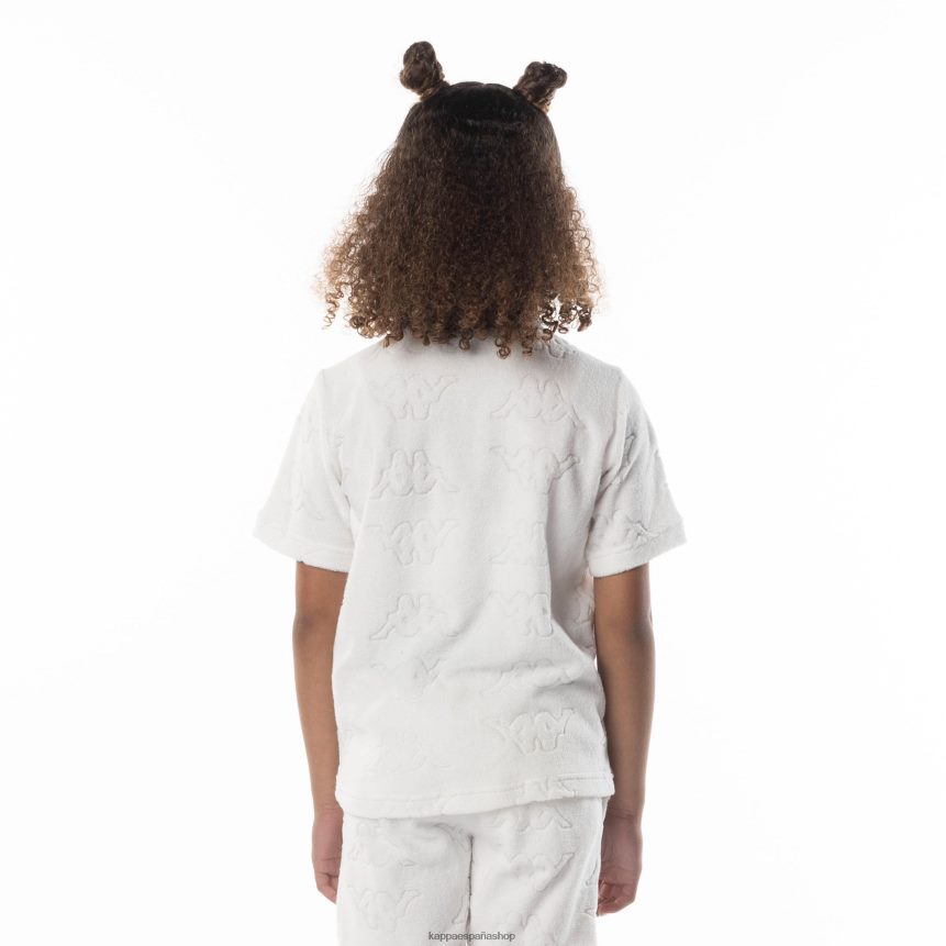 Kappa niños camiseta efro con cinta del logo para niños blanco azul 4P8JZR673