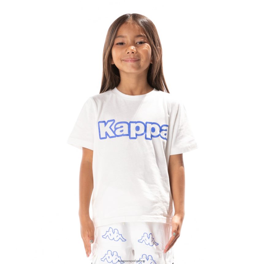 Kappa niños camiseta erco con cinta del logo para niños blanco azul 4P8JZR679