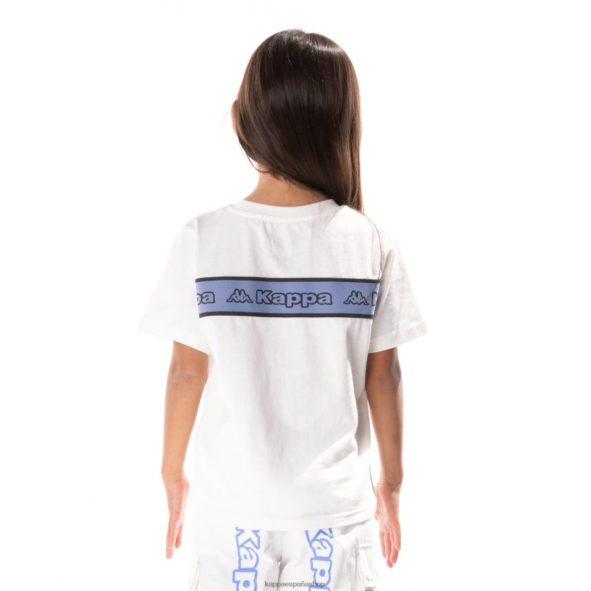 Kappa niños camiseta erco con cinta del logo para niños blanco azul 4P8JZR679