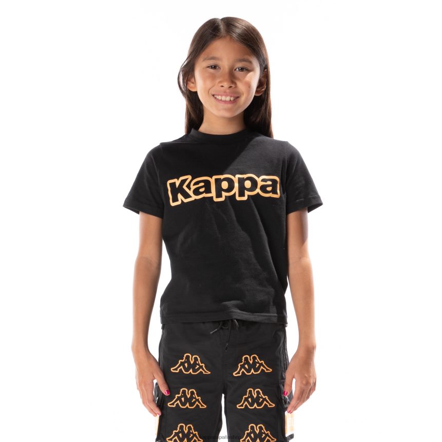 Kappa niños camiseta erco con cinta del logo para niños humo negro naranja 4P8JZR681