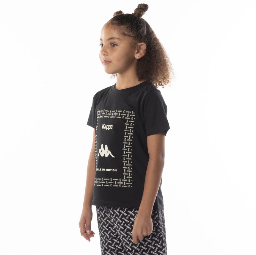 Kappa niños camiseta grafía auténtica para niños arena de humo negro 4P8JZR687