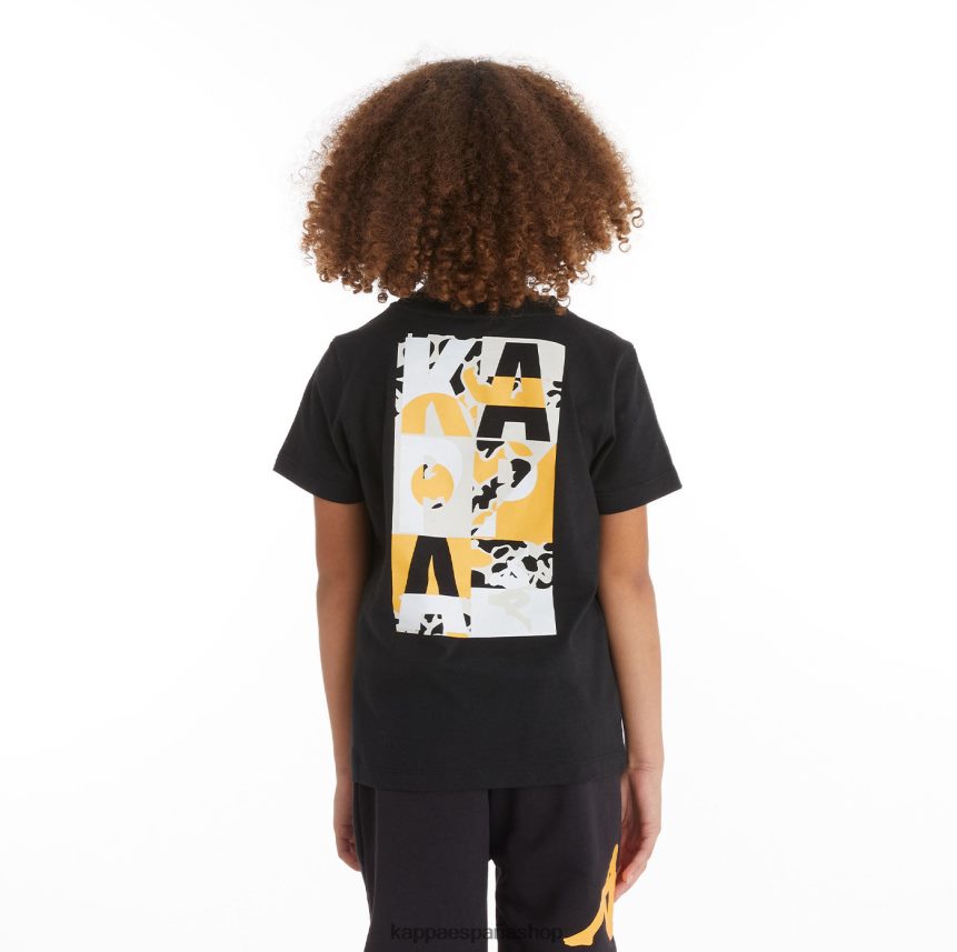 Kappa niños camiseta molongio auténtica para niños humo negro naranja claro 4P8JZR721