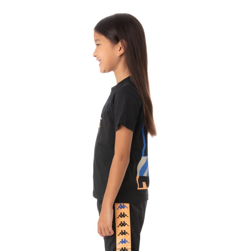 Kappa niños camiseta molongio auténtica para niños negro 4P8JZR776