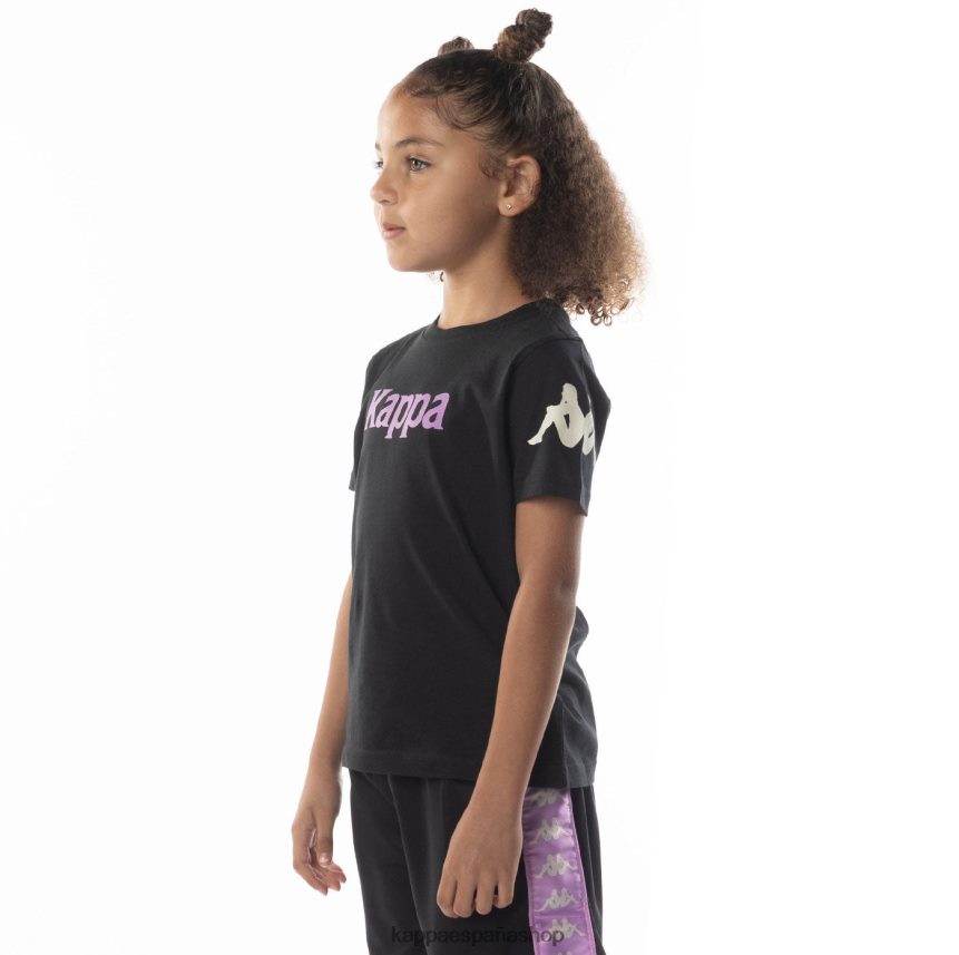 Kappa niños camiseta paroo auténtica para niños violeta humo negro 4P8JZR690