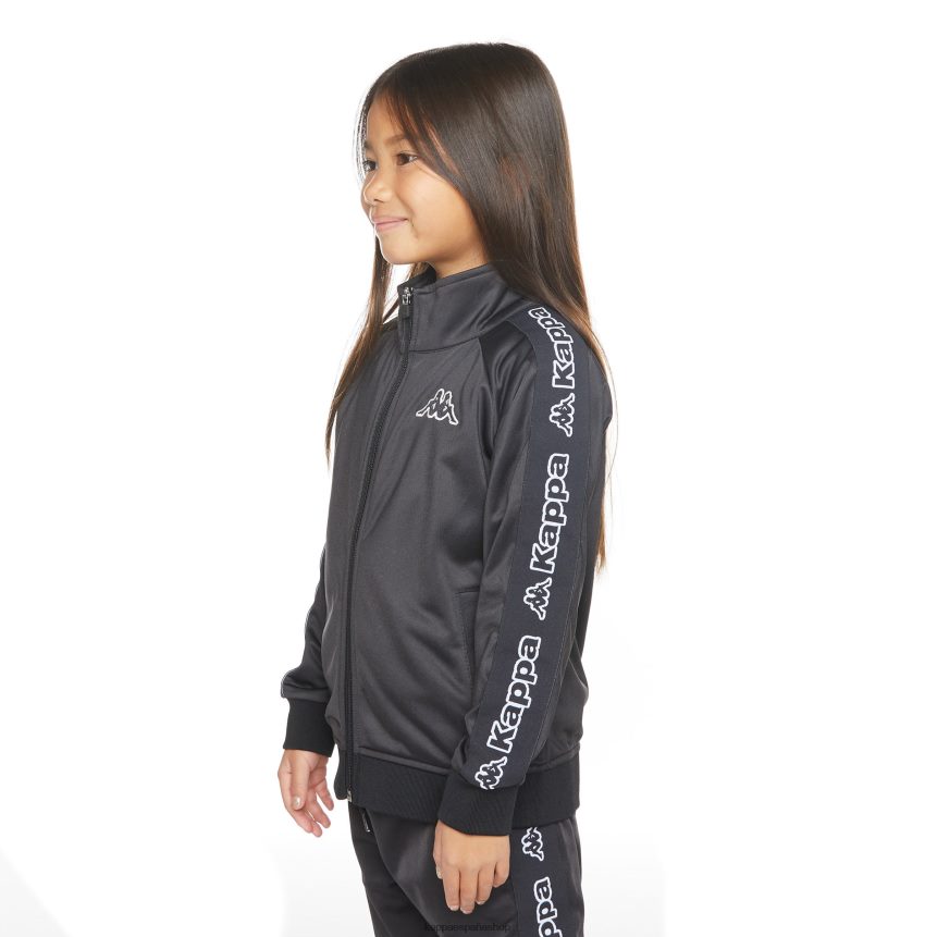 Kappa niños chaqueta deportiva artem 2 con cinta del logo para niños humo negro 4P8JZR399