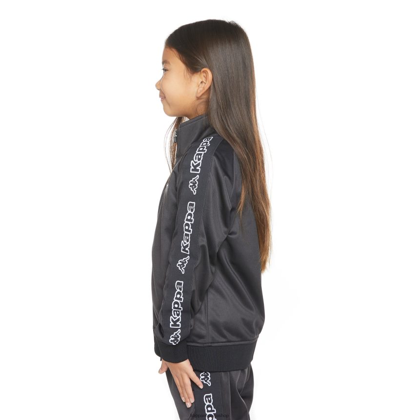 Kappa niños chaqueta deportiva artem 2 con cinta del logo para niños humo negro 4P8JZR399