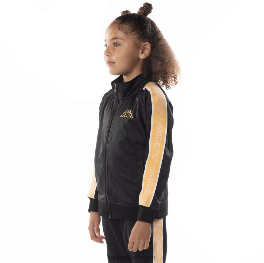 Kappa niños chaqueta deportiva artem 2 con cinta del logo para niños humo negro naranja 4P8JZR410