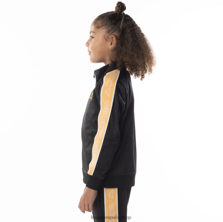 Kappa niños chaqueta deportiva artem 2 con cinta del logo para niños humo negro naranja 4P8JZR410