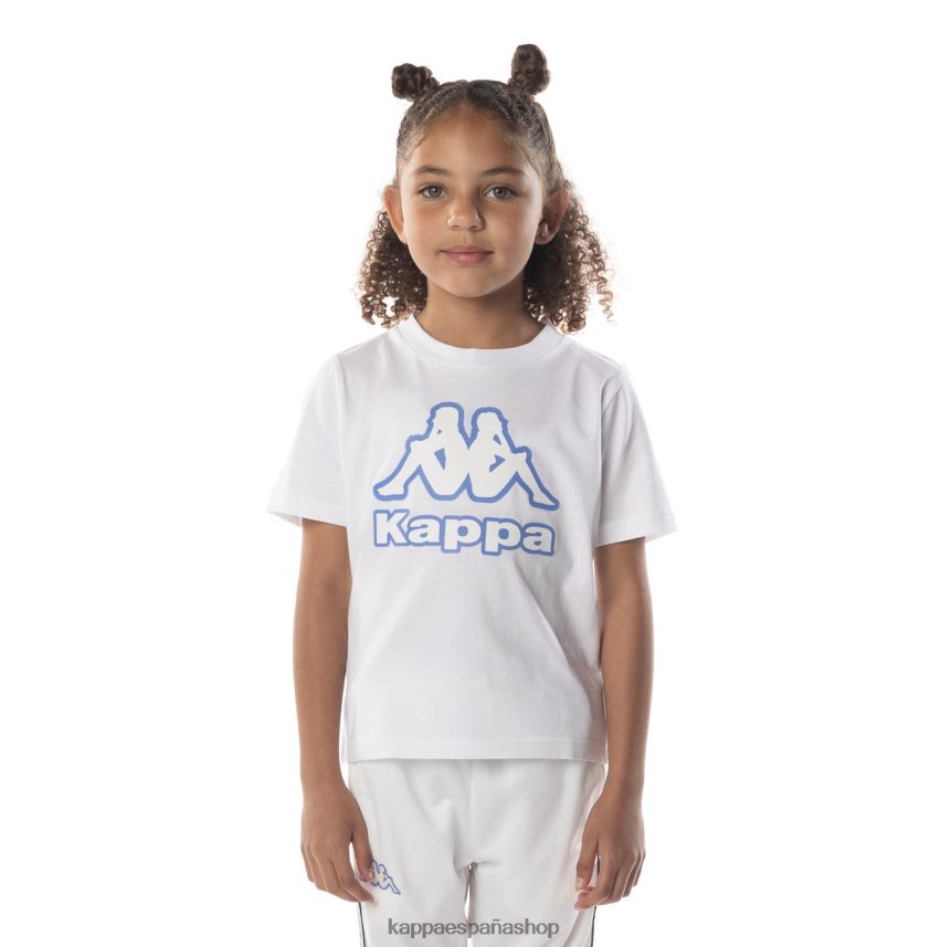 Kappa niños camiseta bant con cinta del logo para niños blanco azul 4P8JZR615