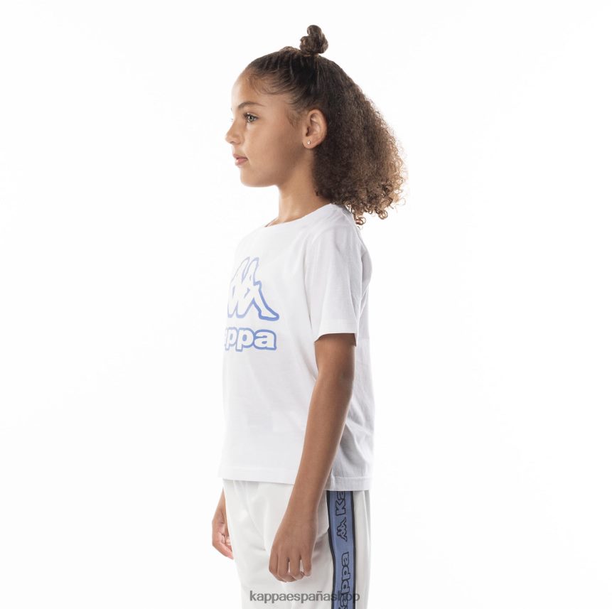 Kappa niños camiseta bant con cinta del logo para niños blanco azul 4P8JZR615