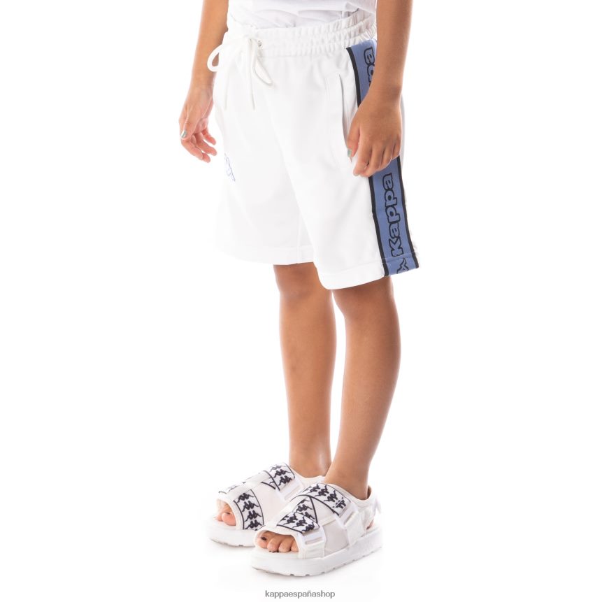 Kappa niños pantalones cortos aedi 2 con cinta del logo para niños blanco azul 4P8JZR619