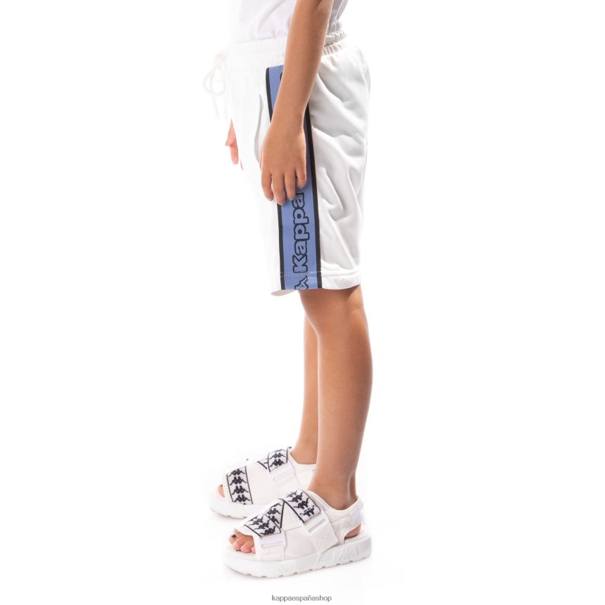 Kappa niños pantalones cortos aedi 2 con cinta del logo para niños blanco azul 4P8JZR619