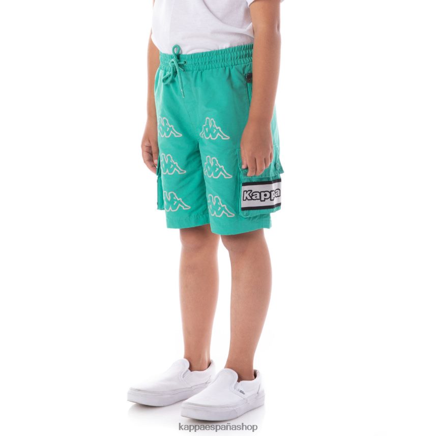 Kappa niños shorts cargo esso con cinta del logo para niños verde azulado 4P8JZR618